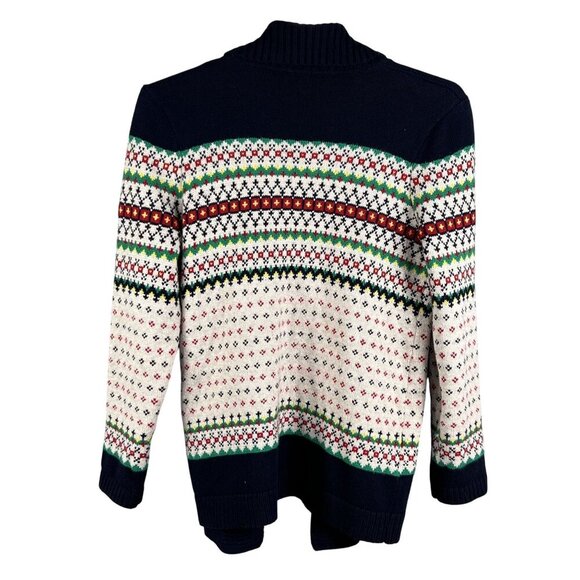 Talbots Womens L Fair Isle Shawl Collar Cardigan Sweater Soft Cozy Cotton Blend - Picture 8 of 16